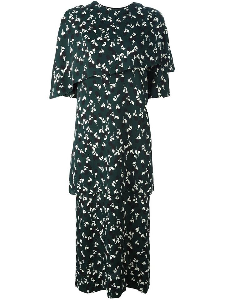 Marni Stream Print Midi Dress, Women's, Size: 44, Green, Silk/viscose