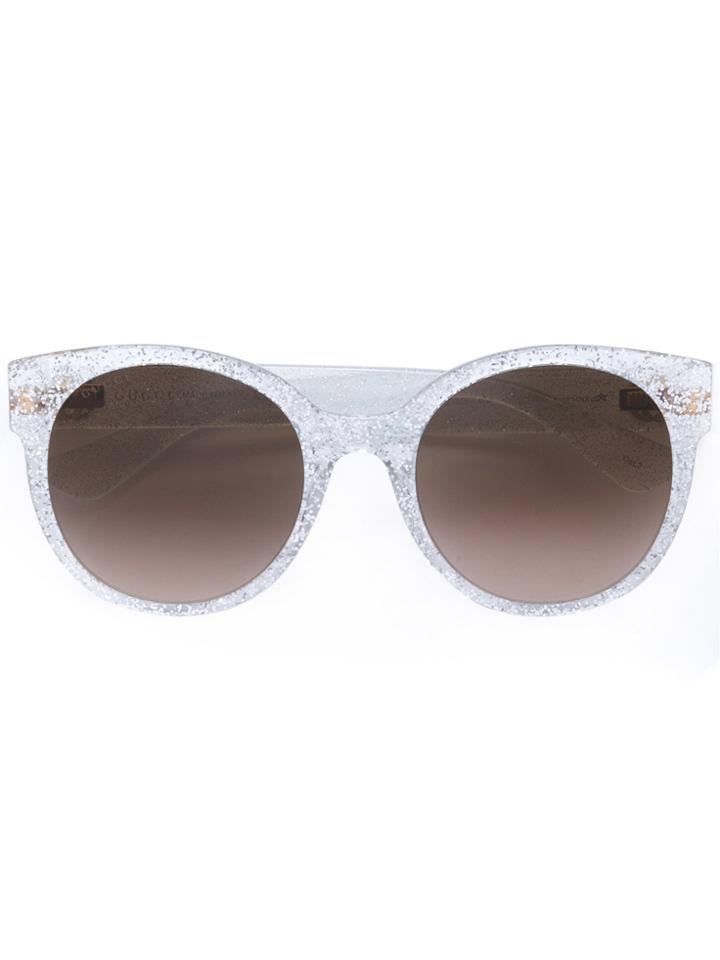 Gucci Eyewear Round Frame Glitter Sunglasses - Nude & Neutrals