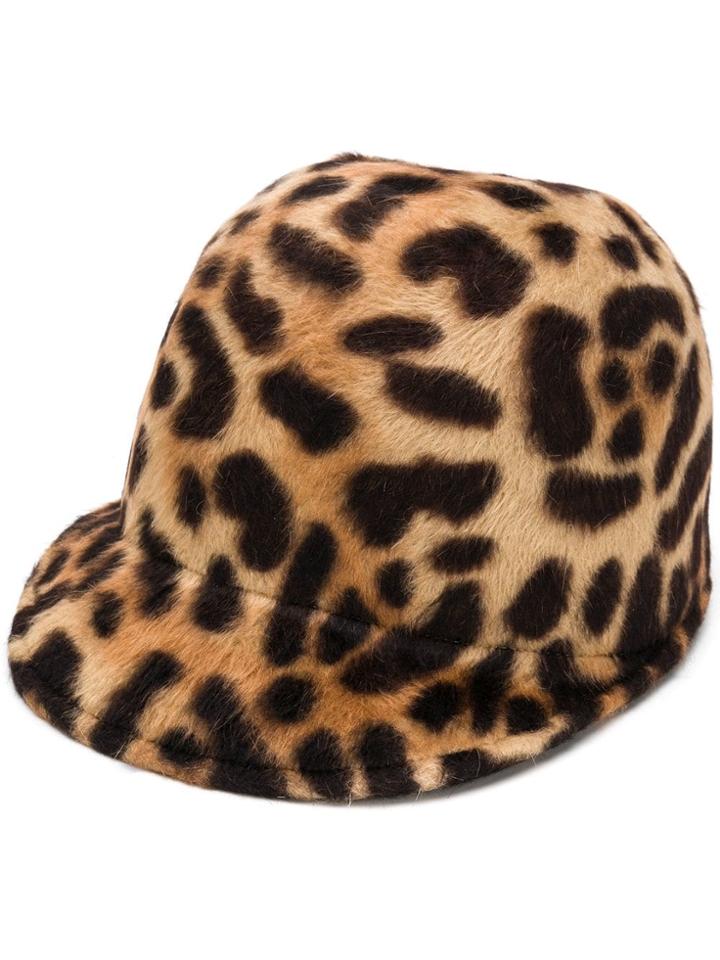 Borsalino Leopard Print Baseball Cap - Brown