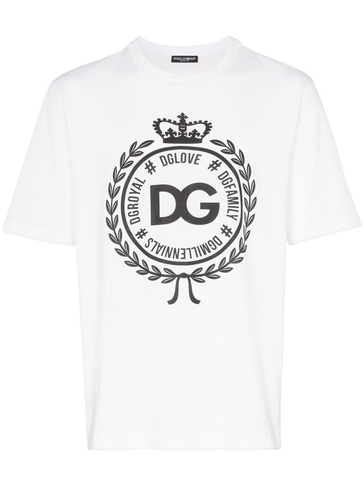 Dolce & Gabbana Dg Crest Logo Cotton T-shirt - White