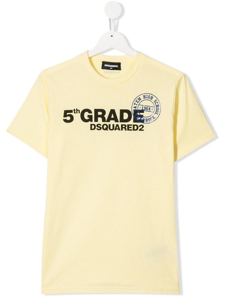 Dsquared2 Kids 5th Grade Print T-shirt - Yellow