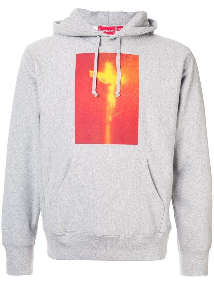 Supreme Piss Christ Hooded Sweatshirt - Grey