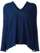 Twin-set V-neck Knitted Blouse, Women's, Size: Small, Blue, Wool