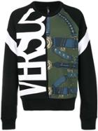 Versus Logo Print Jersey Sweater - Black