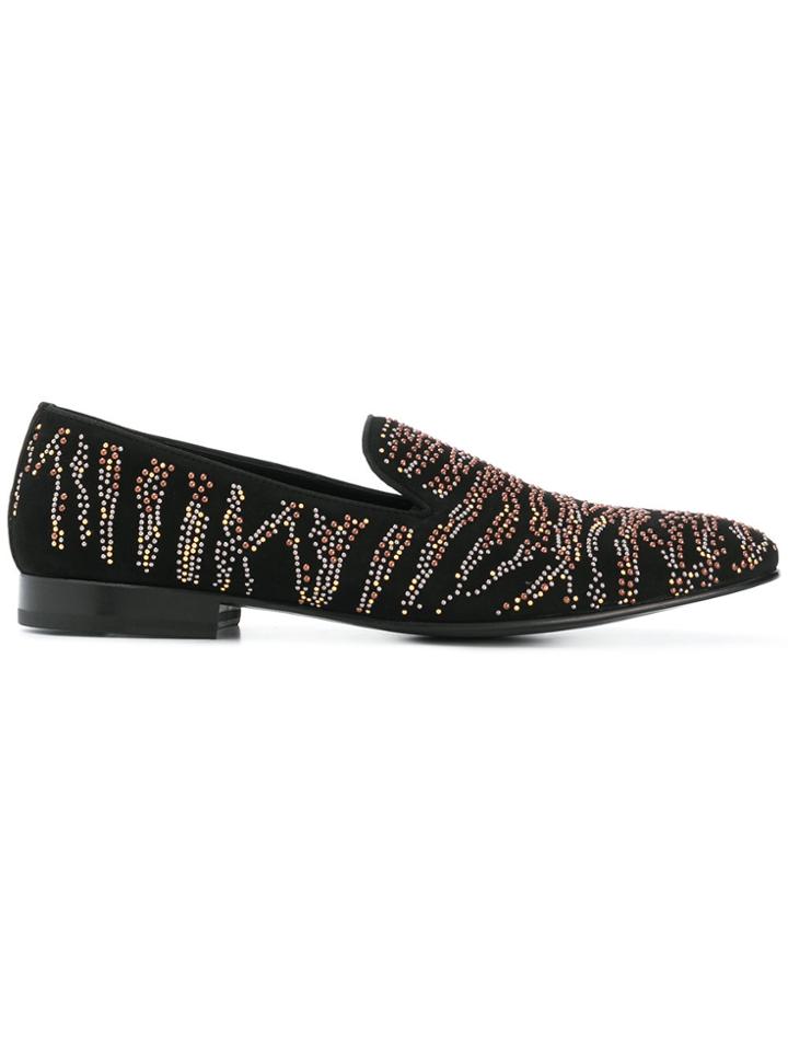 Roberto Cavalli Microstud Tiger Loafers - Black