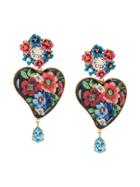 Dolce & Gabbana Floral Heart Earrings - Black