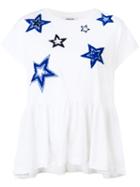P.a.r.o.s.h. - Sequin Star Ruffle Hem Top - Women - Cotton/pvc - Xs, White, Cotton/pvc