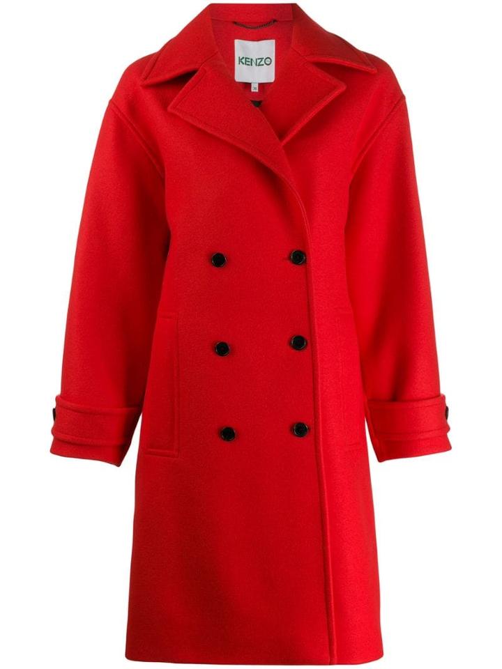 Kenzo Double Breasted Coat - Red