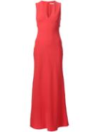 Alexander Wang V-neck Sleeveless Long Dress, Women's, Size: 4, Red, Polyester