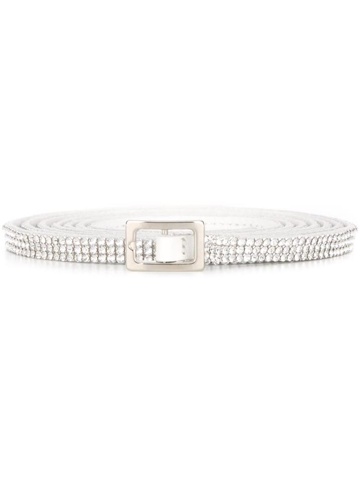 Filles A Papa Swarovski Crystals Embellished Belt, Women's, White, Leather/swarovski Crystal