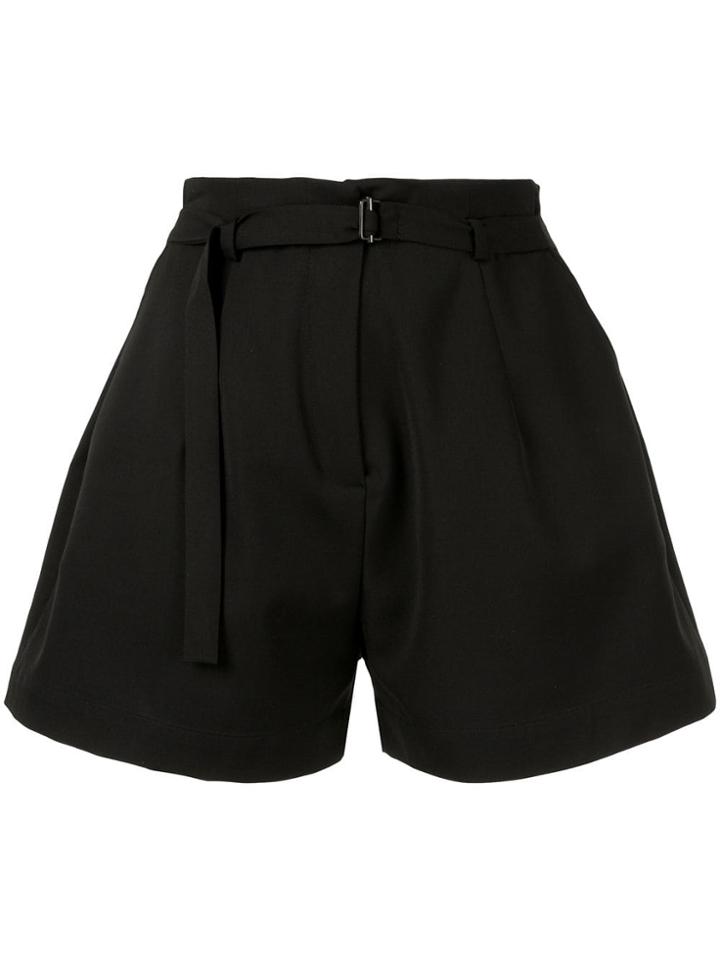 Isabel Benenato Belted Wide Shorts - Black