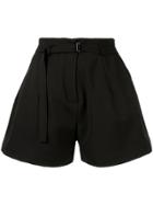 Isabel Benenato Belted Wide Shorts - Black