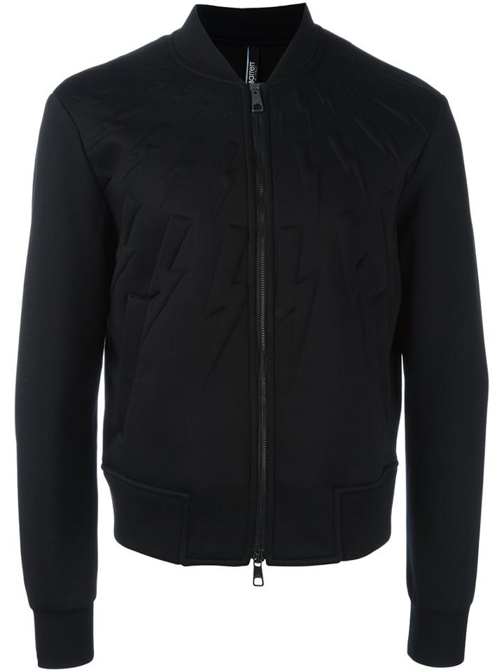 Neil Barrett 'thunder' Bomber Jacket, Men's, Size: Xs, Black, Viscose/polyurethane
