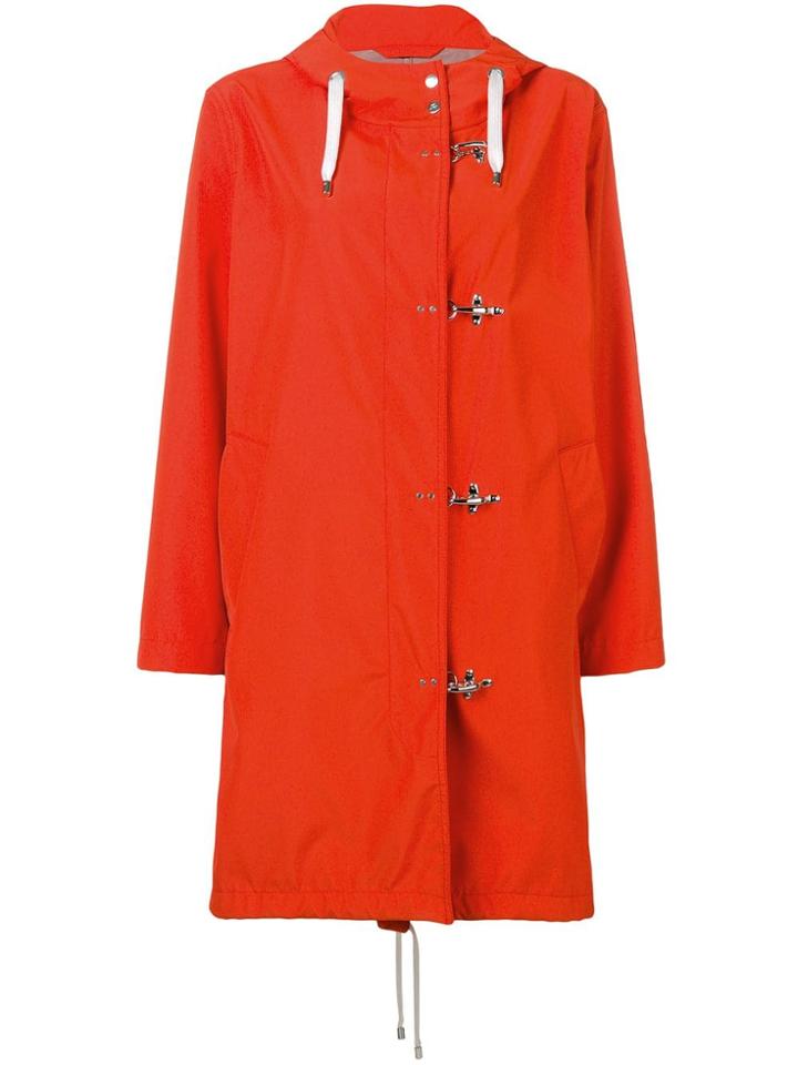 Fay Concealed Front Coat - Orange