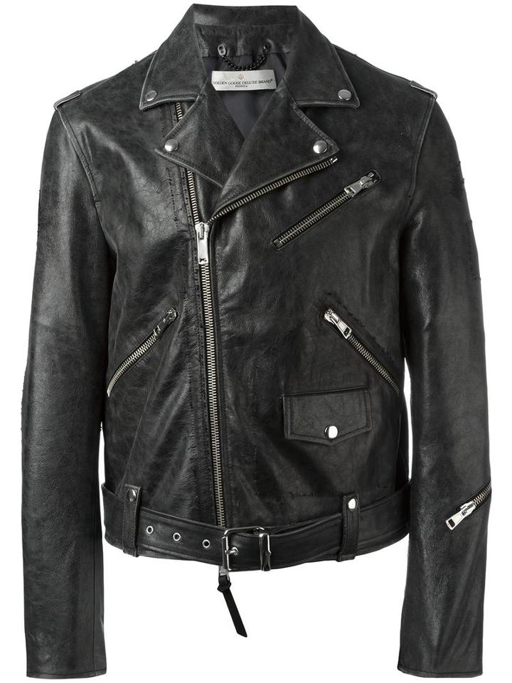Golden Goose Deluxe Brand Golden Biker Jacket, Men's, Size: Medium, Black, Leather/polyester/viscose