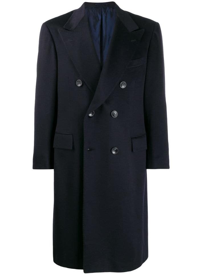 Kiton Double-breasted Coat - Blue