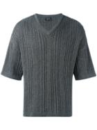 Jil Sander - Shortsleeved V-neck Jumper - Men - Cotton - 46, Grey, Cotton