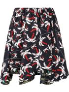 Julien David Pixel Palm Tree Print Skirt, Women's, Size: Medium, Black, Silk