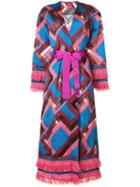 F.r.s For Restless Sleepers Chevron Print Robe Coat - Pink