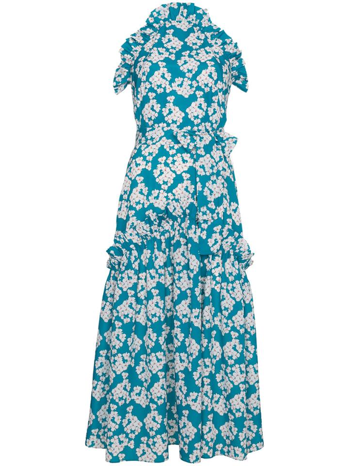 Borgo De Nor Dora Sleeveless Ruffle Hem Midi Dress - Blue