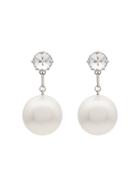 Miu Miu Crystal Pearl Drop Earrings - Silver