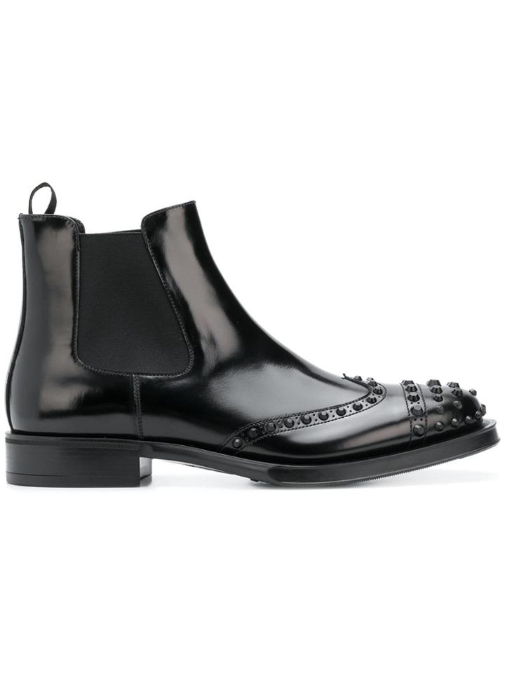 Prada Vernished Studded Boots - Black