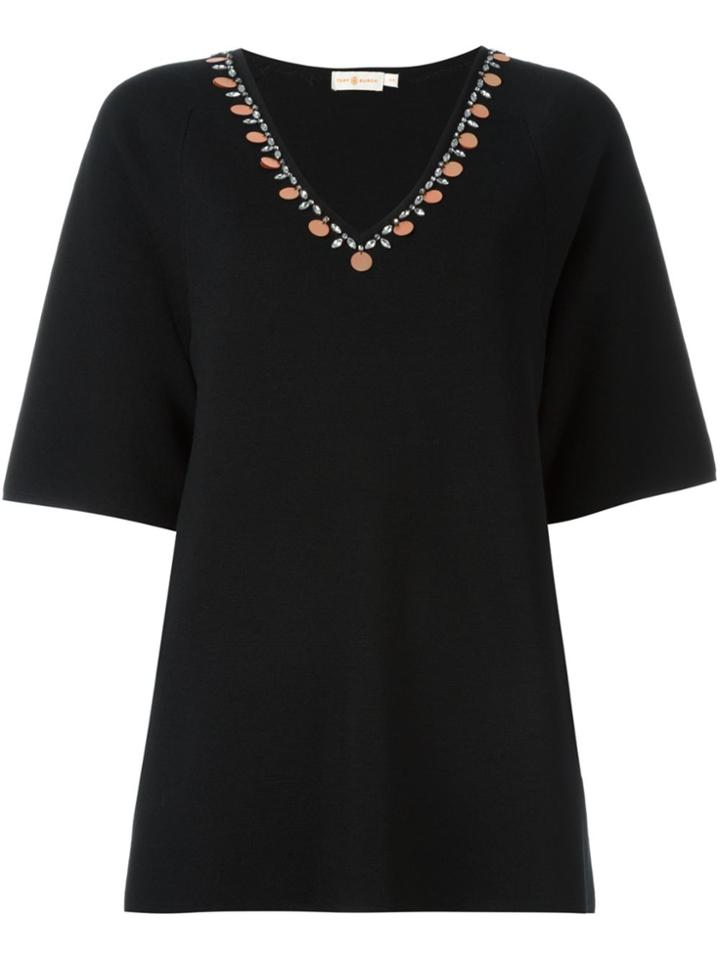 Tory Burch V-neck Knitted Top - Black