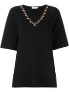 Tory Burch V-neck Knitted Top - Black