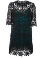 Dolce & Gabbana Embroidered Lace Dress, Women's, Size: 46, Black, Cotton/polyamide/polyester/polyamide