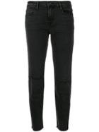 Frame Denim Distressed Straight Leg Jeans - Black