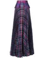 Daizy Shely Pleated Check Maxi Skirt - Multicolour