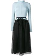 Red Valentino Tulle Skirt Knitted Dress - Blue