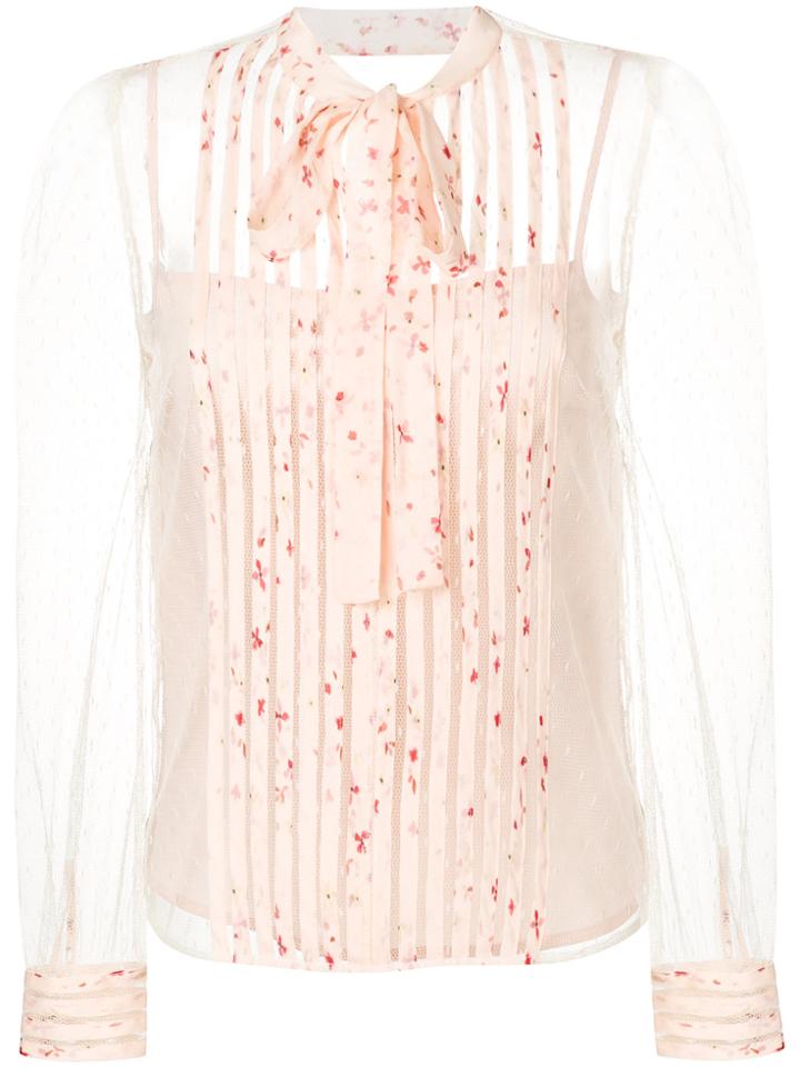 Red Valentino Bow Tie Sheer Blouse - Pink & Purple
