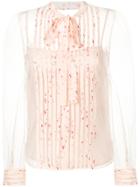 Red Valentino Bow Tie Sheer Blouse - Pink & Purple