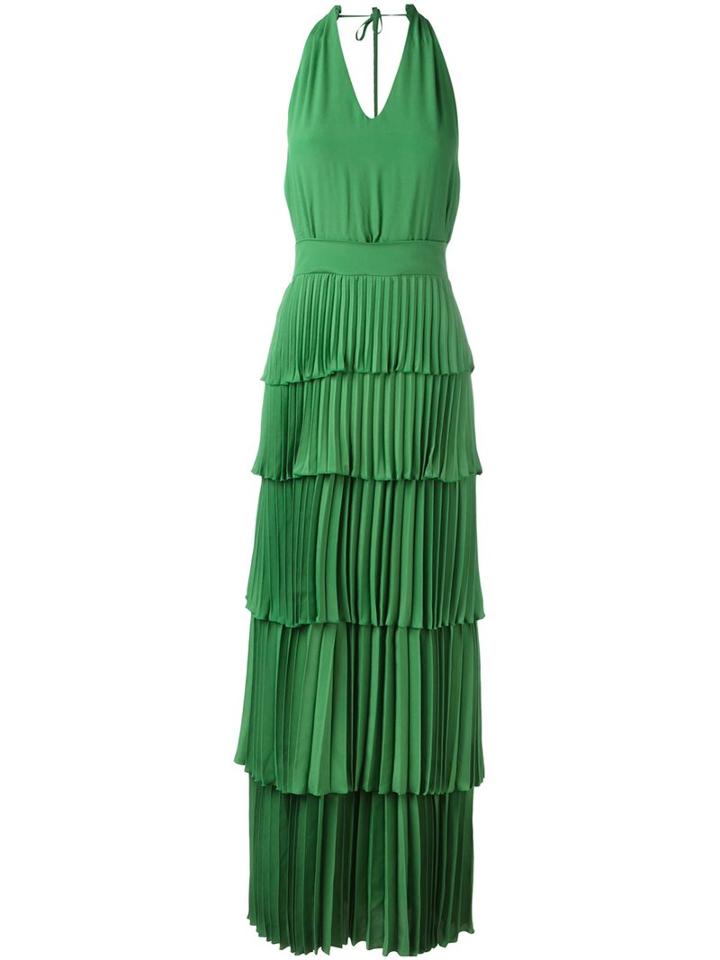 No21 Tiered Column Dress, Women's, Size: 42, Green, Acetate/silk