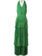 No21 Tiered Column Dress, Women's, Size: 42, Green, Acetate/silk
