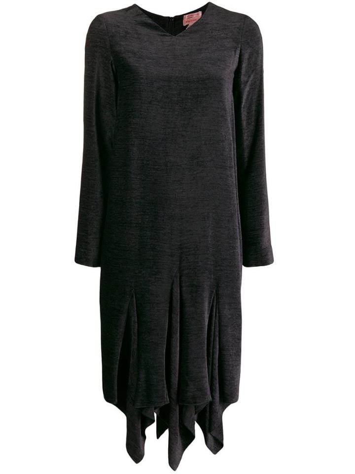 Romeo Gigli Pre-owned 1997 Pointed Hem Longsleeved Dress - Black