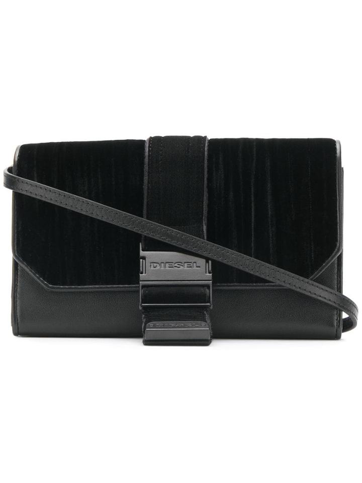 Diesel Velvet Panelled Clutch Bag - Black