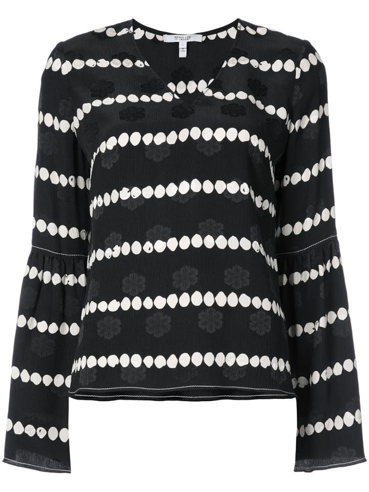Derek Lam 10 Crosby Long Sleeve V-neck Blouse With Bell Sleeves -
