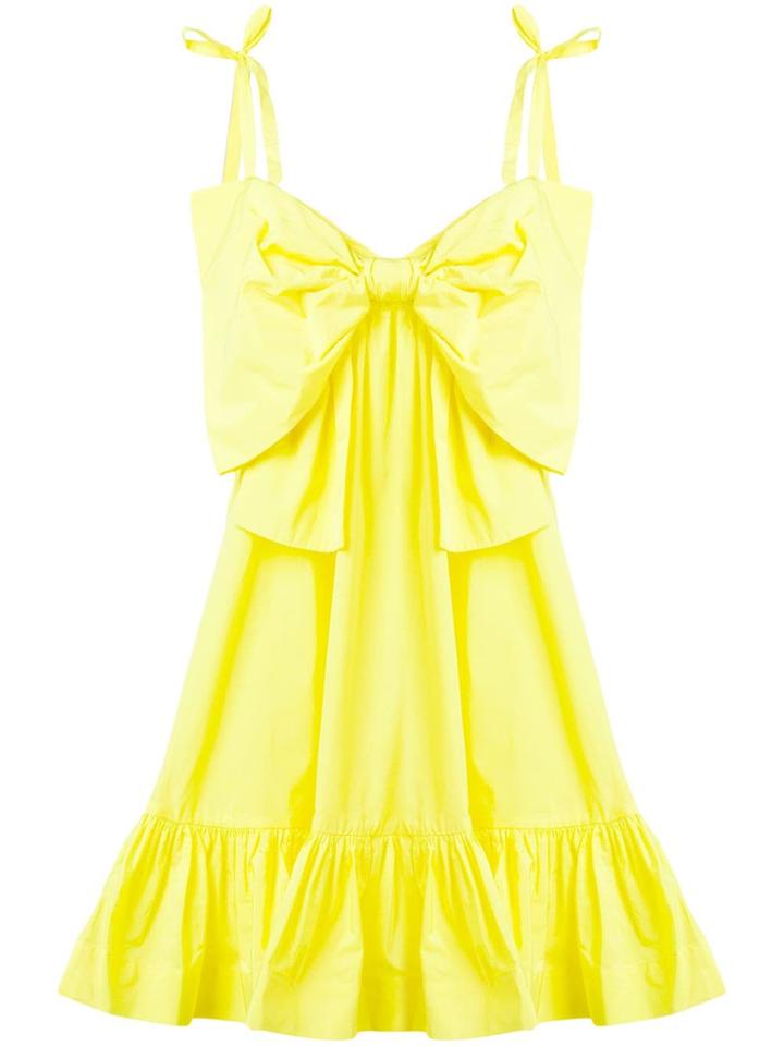 Msgm Summer Bow Ruched Dress - Yellow
