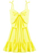 Msgm Summer Bow Ruched Dress - Yellow