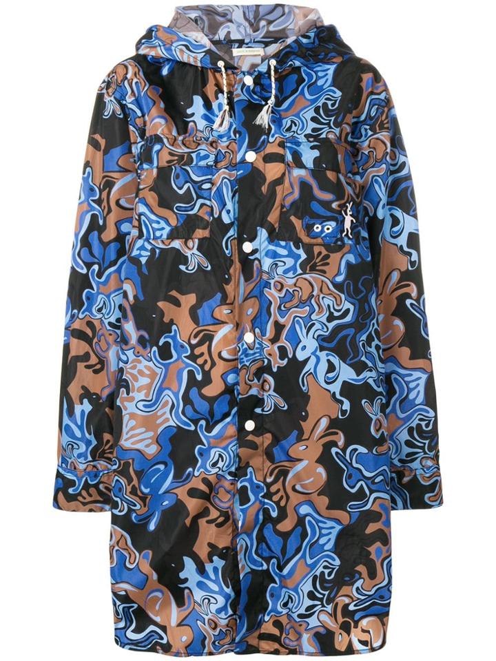 Marni Rabbit Print Lightweight Coat - Blue