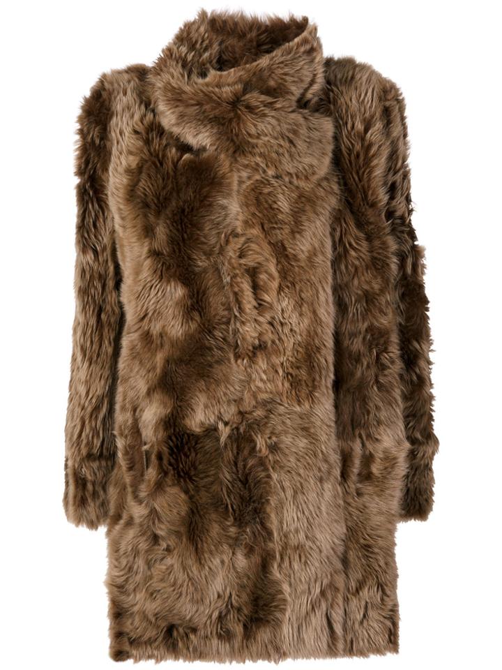 Meteo By Yves Salomon Fur Draped Coat - Brown
