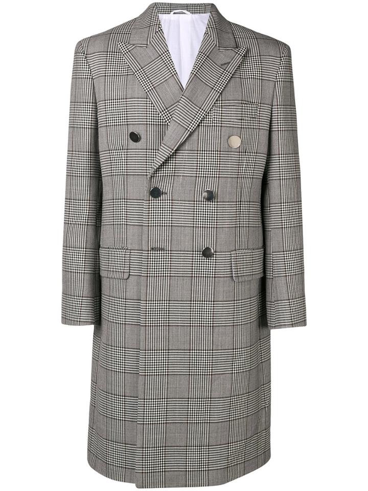 Calvin Klein 205w39nyc Check Double-breasted Coat - Grey