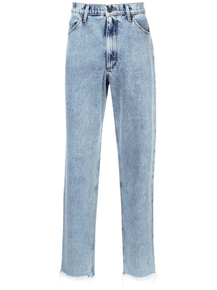 Duo Emoji Print Straight-leg Jeans - Blue