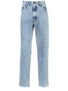 Duo Emoji Print Straight-leg Jeans - Blue