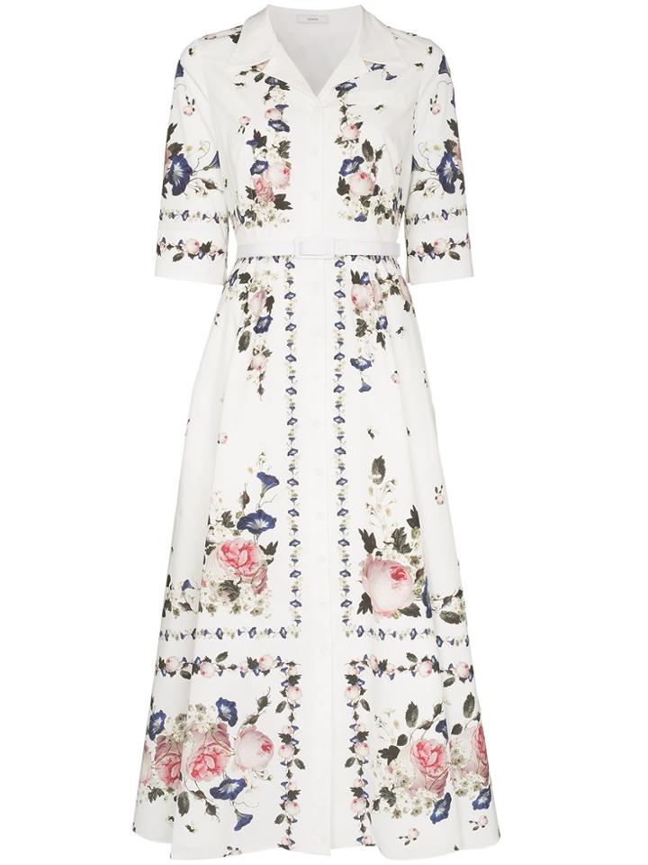Erdem Kasia Floral-print Shirt Dress - White