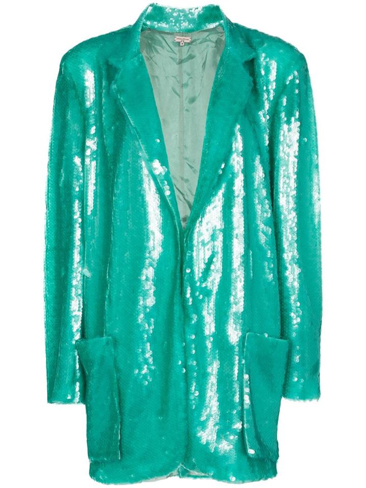 Natasha Zinko Longline Sequin Single-breasted Blazer - Green