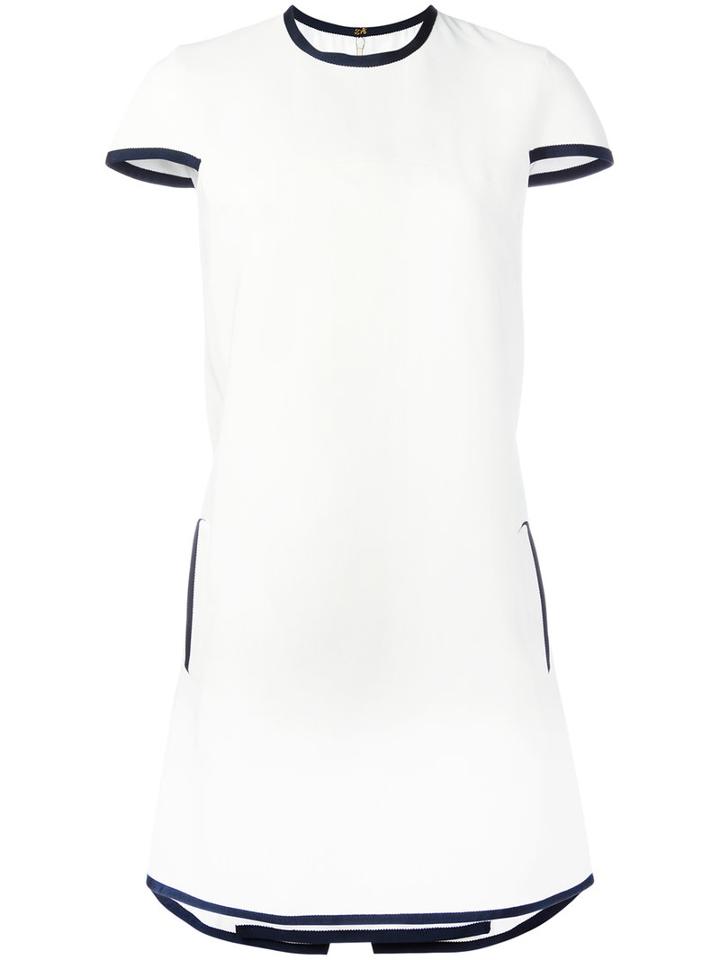 Thom Browne Contrast Trim Dress, Women's, Size: 38, White, Cotton/silk