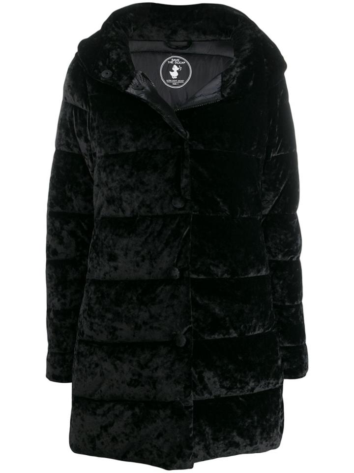 Save The Duck Velvet Effect Padded Coat - Black